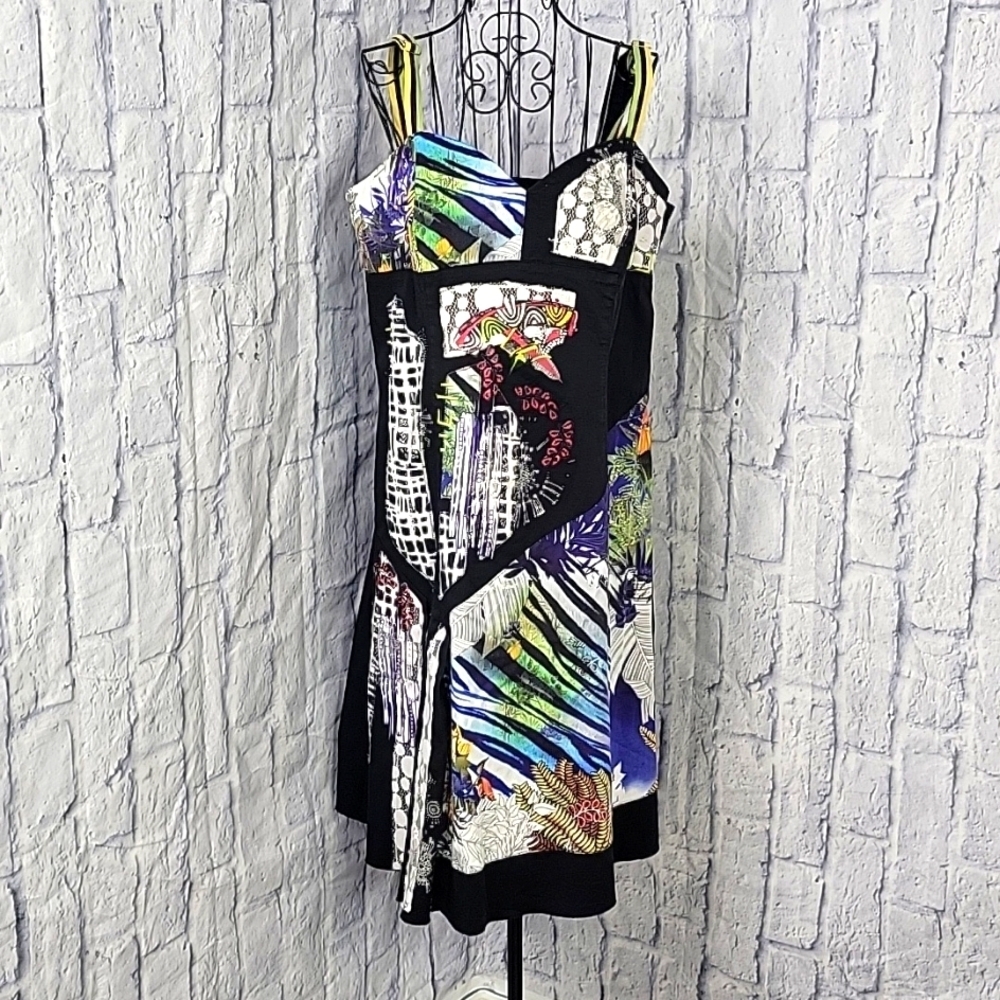LESLIE Multi Color Artsy Floral Summer Dress‎ Size 14